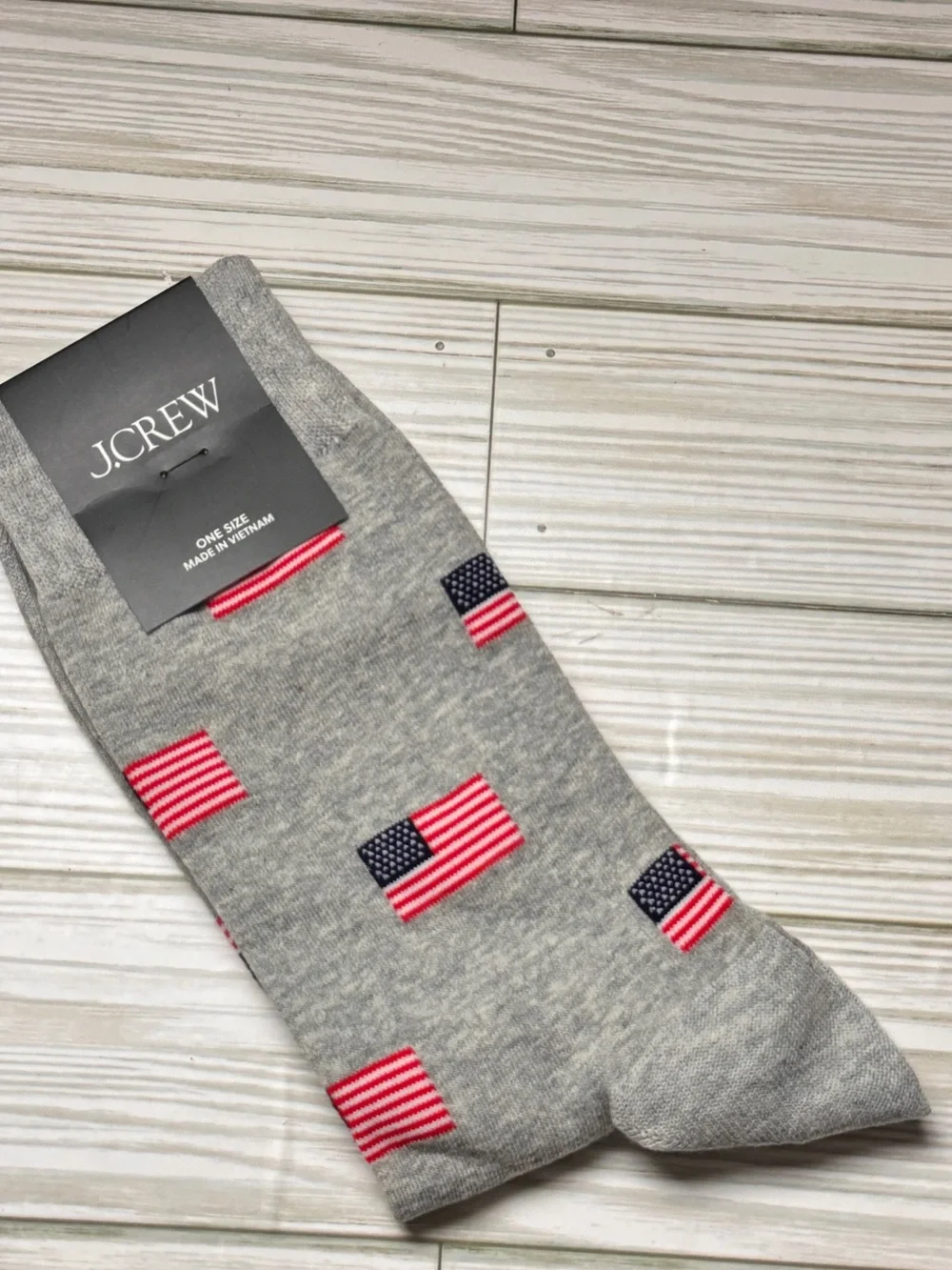 J.Crew Crew Style Gray American Flag Pattern Socks New With Tag